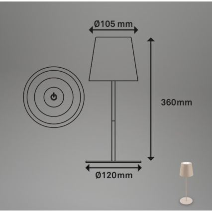 Briloner 7508011 - LED Hämardatav laetav väli laualamp 2in1 LED/2,5W/5V IP44 beež