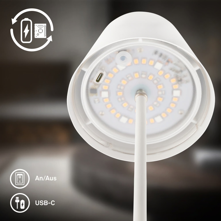 Briloner 7510016 - CALIDA laetav välitingimustes hämardatav LED RGBW laualamp LED/2,5W/5V IP44 1200 mAh valge