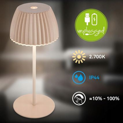 Briloner 7552-011 - LED hämardatav laetav puutega välilaualamp MINI LED/1,5W/5V IP44 1800 mAh beež