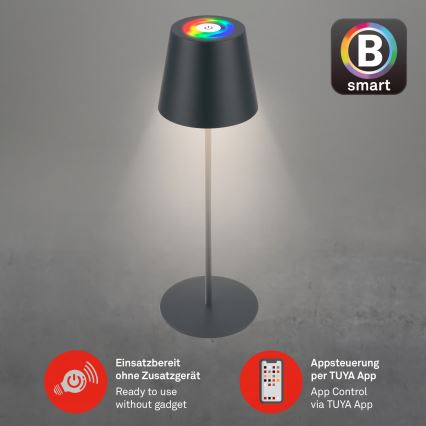 Briloner 7559015 - COLORIS LED RGB hämardatav laetav välilaualamp LED/3,5W/5V IP44 2000 mAh antratsiit Wi-Fi Tuya