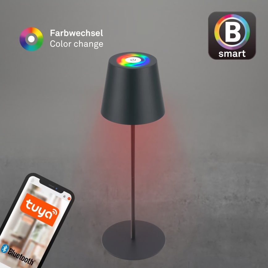 Briloner 7559015 - COLORIS LED RGB hämardatav laetav välilaualamp LED/3,5W/5V IP44 2000 mAh antratsiit Wi-Fi Tuya