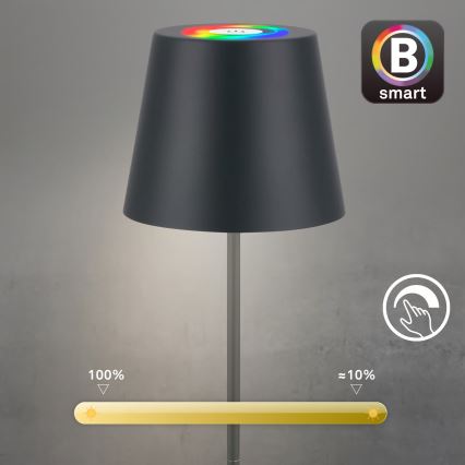 Briloner 7559015 - COLORIS LED RGB hämardatav laetav välilaualamp LED/3,5W/5V IP44 2000 mAh antratsiit Wi-Fi Tuya