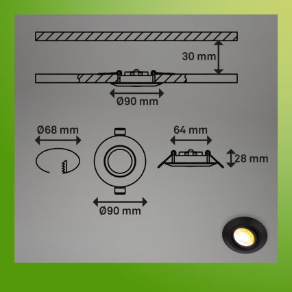 Briloner 7586035 - Komplekt 3× LED-vannitoa süvisvalgustid KLIRA LED/4,9W/230V 2500/3000/4000K IP23 must