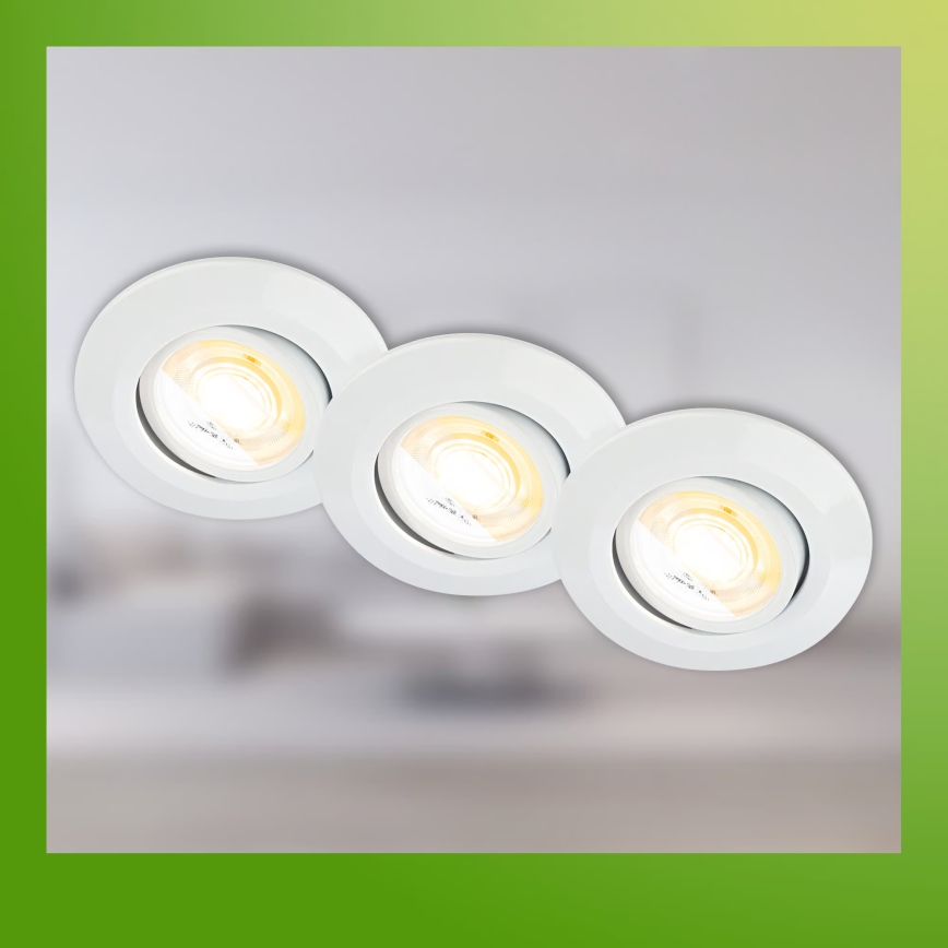 Briloner 7586036 – 3-tk komplekt KLIRA LED vannitoa lae sissepaigaldatavaid valgusteid, 4,9 W, 230 V, 2500/3000/4000 K, IP23, valge