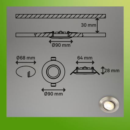 Briloner 7587032 - KOMPLEKT 3x LED hämardatav vannitoa laesse süvistatav valgusti KLIRA LED/4,9W/230V 2500/3000/4000K IP23 mattkroom