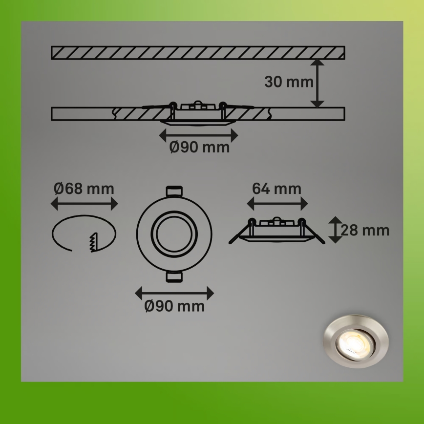 Briloner 7587032 - KOMPLEKT 3x LED hämardatav vannitoa laesse süvistatav valgusti KLIRA LED/4,9W/230V 2500/3000/4000K IP23 mattkroom