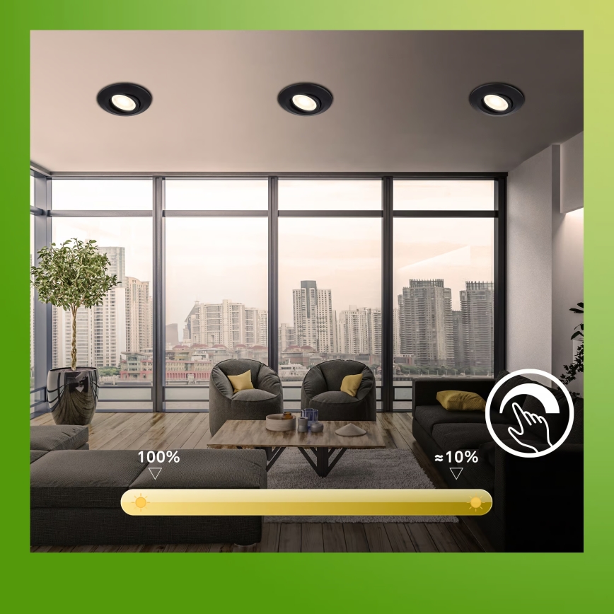 Briloner 7587035 - KOMPLEKT 3x KLIRA LED hämardatav vannitoa sissepoldav laevalgusti LED/4,9W/230V 2500/3000/4000K IP23 must