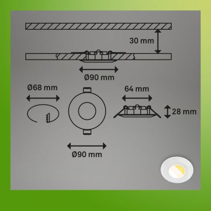 Briloner 7588036 - 3-osaline LED-vannitoa süvistatavate laevalgustite komplekt KLIRA LED/4,9W/230V 2500/3000/4000K IP44 valge