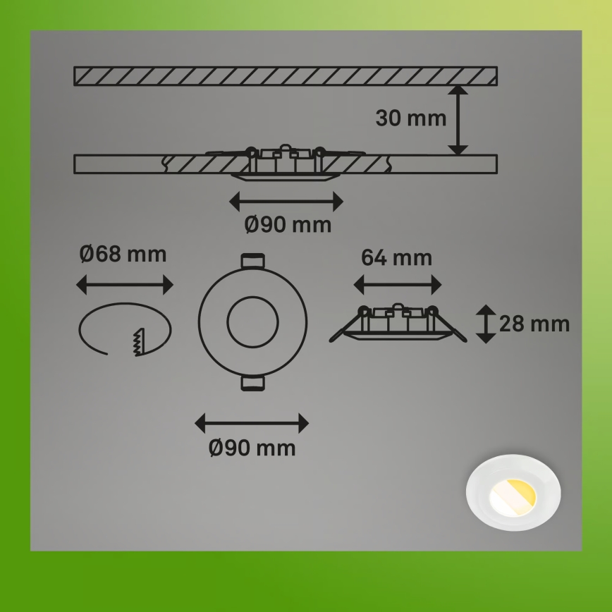Briloner 7588036 - 3-osaline LED-vannitoa süvistatavate laevalgustite komplekt KLIRA LED/4,9W/230V 2500/3000/4000K IP44 valge