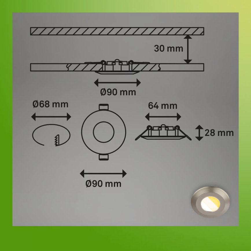 Briloner 7589032 - KOMPLEKT 3x LED hämardatav vannitoa süvistatav laevalgusti KLIRA LED/4,9W/230V IP44 mattkroom