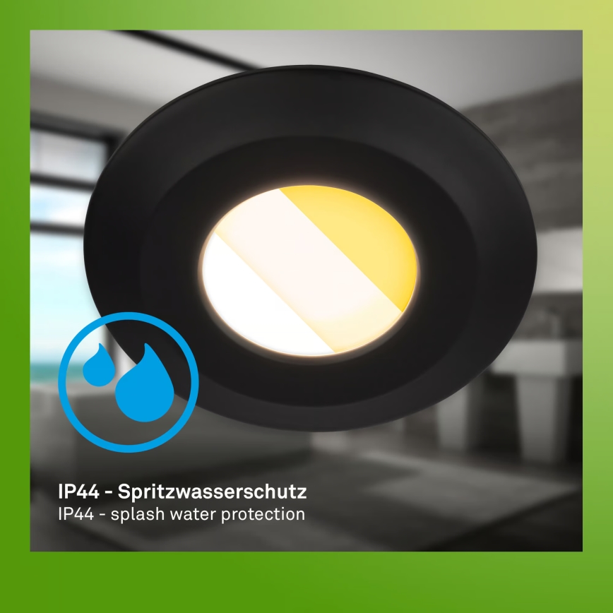 Briloner 7589035 - Komplekt 3xLED hämardatavad vannitoa lae sisseehitatavad valgustid KLIRA LED/4,9W/230V 2500/3000/4000K IP44 must