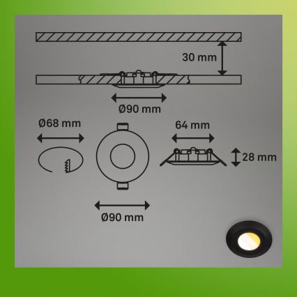 Briloner 7589035 - Komplekt 3xLED hämardatavad vannitoa lae sisseehitatavad valgustid KLIRA LED/4,9W/230V 2500/3000/4000K IP44 must