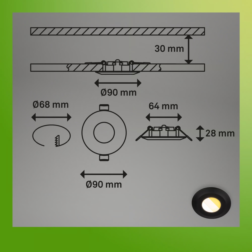 Briloner 7589035 - Komplekt 3xLED hämardatavad vannitoa laevalgustid KLIRA 1xLED/4,9W/230V 2500/3000/4000K IP44 must