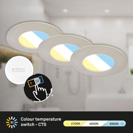 Briloner 7598032 - KOMPLEKT 3x LED Süvistatav valgusti vannituppa LED/4,9W/230V IP44 2700/4000/6500K matt kroom