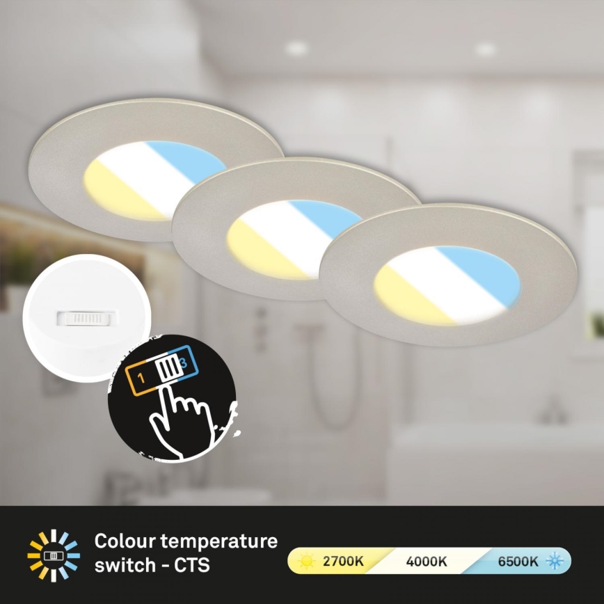 Briloner 7598032 - KOMPLEKT 3x LED Süvistatav valgusti vannituppa LED/4,9W/230V IP44 2700/4000/6500K matt kroom