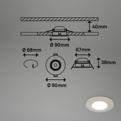 Briloner 7598032 - KOMPLEKT 3x LED Süvistatav valgusti vannituppa LED/4,9W/230V IP44 2700/4000/6500K matt kroom