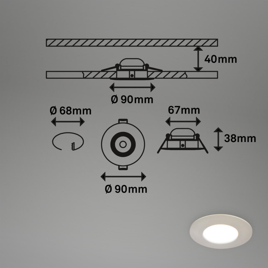 Briloner 7598032 - KOMPLEKT 3x LED Süvistatav valgusti vannituppa LED/4,9W/230V IP44 2700/4000/6500K matt kroom