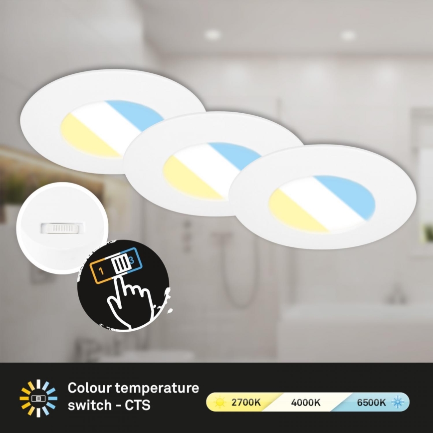 Briloner 7598036 - KOMPLEKT 3x LED Süvistatav valgusti vannituppa LED/4,9W/230V IP44 2700/4000/6500K valge