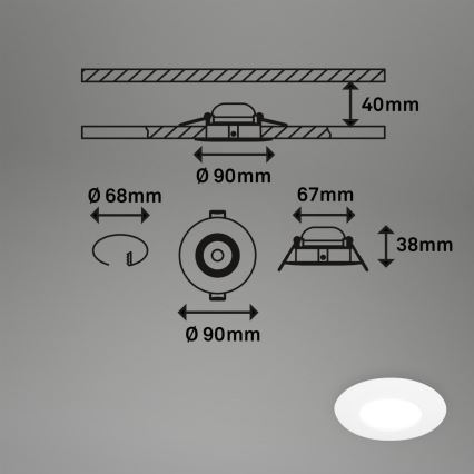 Briloner 7598036 - KOMPLEKT 3x LED Süvistatav valgusti vannituppa LED/4,9W/230V IP44 2700/4000/6500K valge