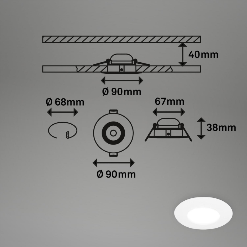 Briloner 7598036 - KOMPLEKT 3x LED Süvistatav valgusti vannituppa LED/4,9W/230V IP44 2700/4000/6500K valge