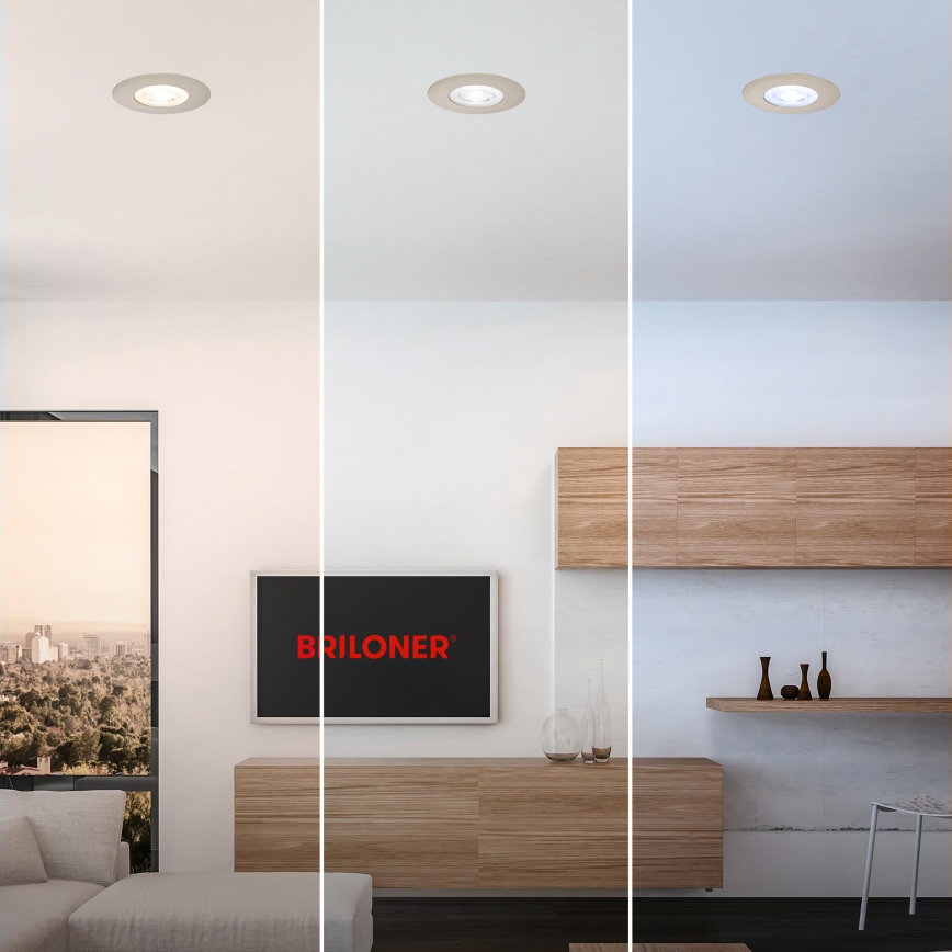 Briloner 7605032 - Komplekt 3xLED vannitoa laepessa paigaldatavad valgustid LED/4,9W/230V 2700/4000/6500K IP44 mattkroom