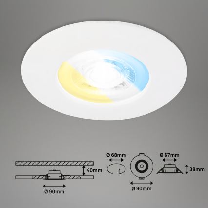 Briloner 7605036 - KOMPLEKT 3xLED vannitoa süvistatavad laevalgustid 3xLED/4,9W/230V 2700/4000/6500K IP44 valge