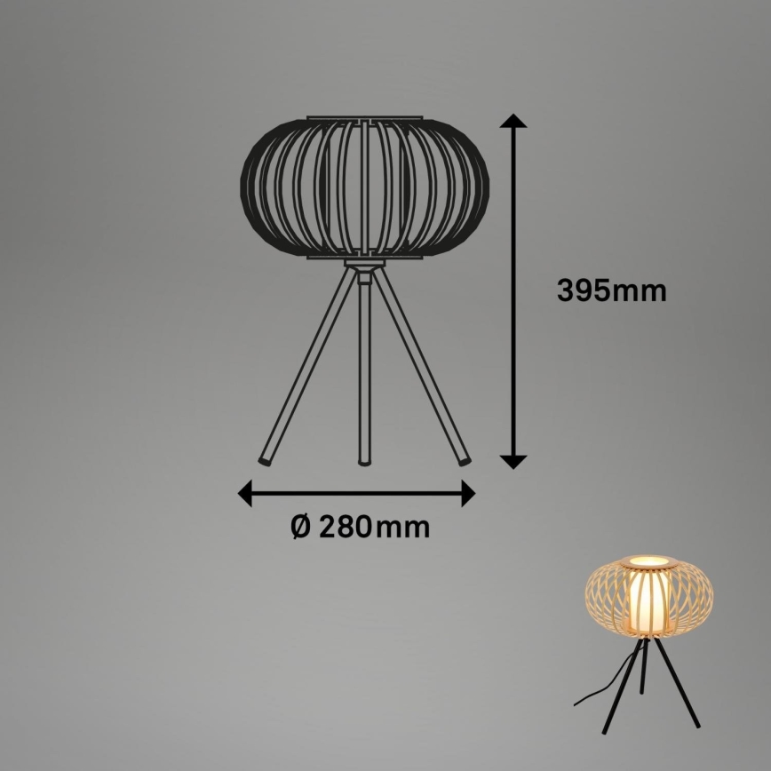 Briloner 7759011 - Laualamp 1xE27/10W/230V bambus