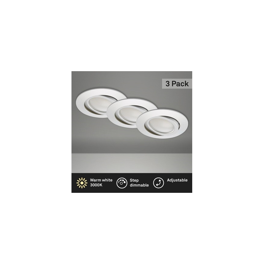 Briloner 8309-039 - KOMPLEKT 3x LED Hämardatav süvistatav valgusti vannituppa LED/5W/230V IP23