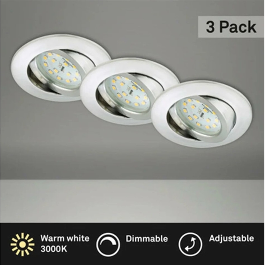 Briloner 8317-039-KOMPLEKT 3x LED Hämardatav süvistatav valgusti vannituppa LED/5,5W/230V IP23