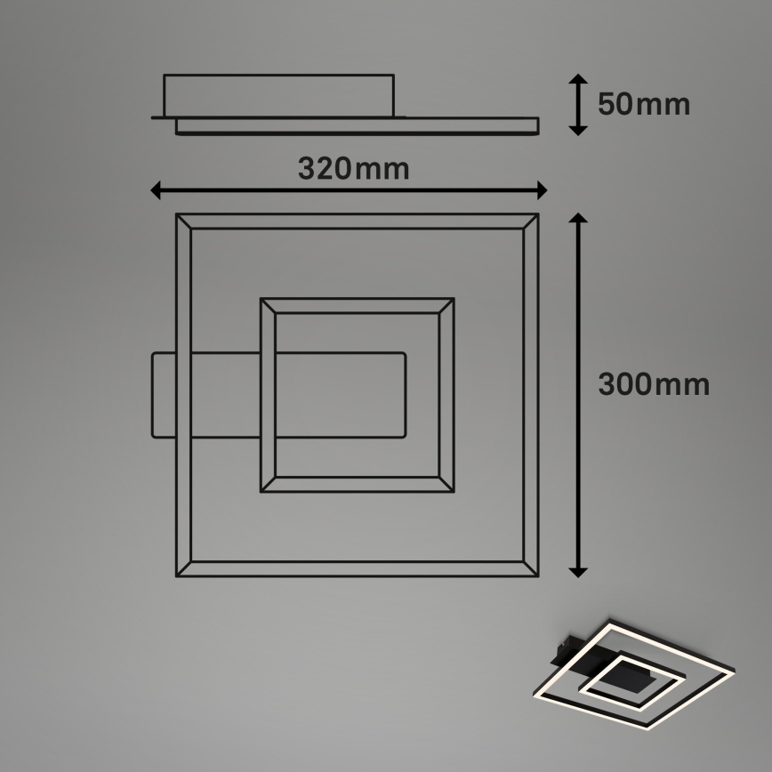 Briloner - FRAME LED laevalgusti, 22W/230V, 3000K, 30x32 cm, must
