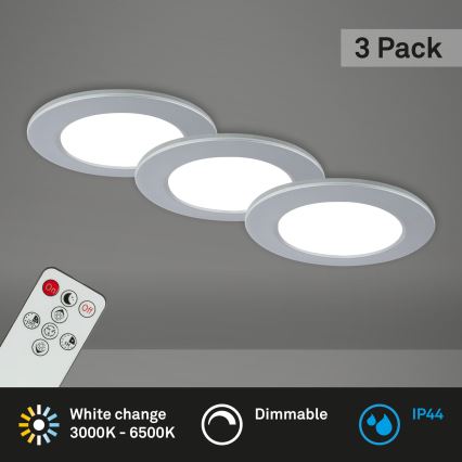 Briloner - KOMPLEKT 3x LED Hämardatav süvistatav valgusti vannituppa LED/4,8W/230V 3000-6500K IP44 + kaugjuhtimispult