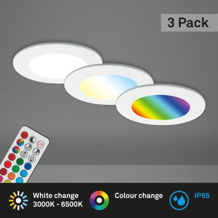 Briloner - KOMPLEKT 3x RGBW LED Hämardatav süvistatav valgusti vannituppa LED/4,8W/230V 3000-6500K IP65 + kaugjuhtimispult