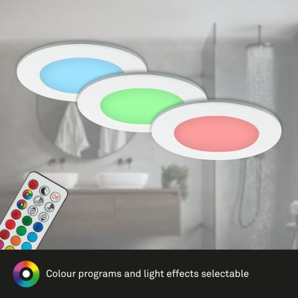 Briloner - KOMPLEKT 3x RGBW LED Hämardatav süvistatav valgusti vannituppa LED/4,8W/230V 3000-6500K IP65 + kaugjuhtimispult