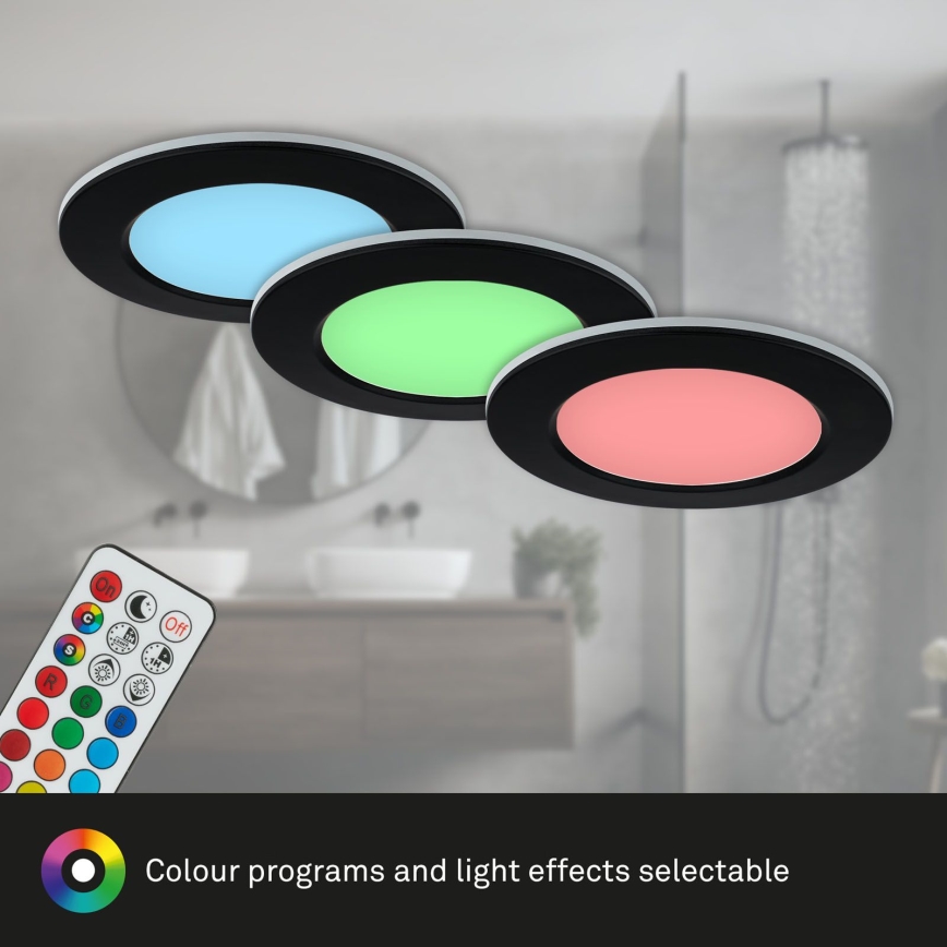 Briloner - KOMPLEKT 3x LED RGBW Hämardatav süvistatav valgusti vannituppa LED/4,8W/230V 3000-6500K IP65 + kaugjuhtimispult