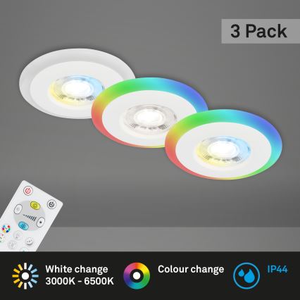 Briloner - KOMPLEKT 3x LED RGBW Hämardatav süvistatav valgusti vannituppa LED/5W/230V 3000-6500K IP44 + kaugjuhtimispult