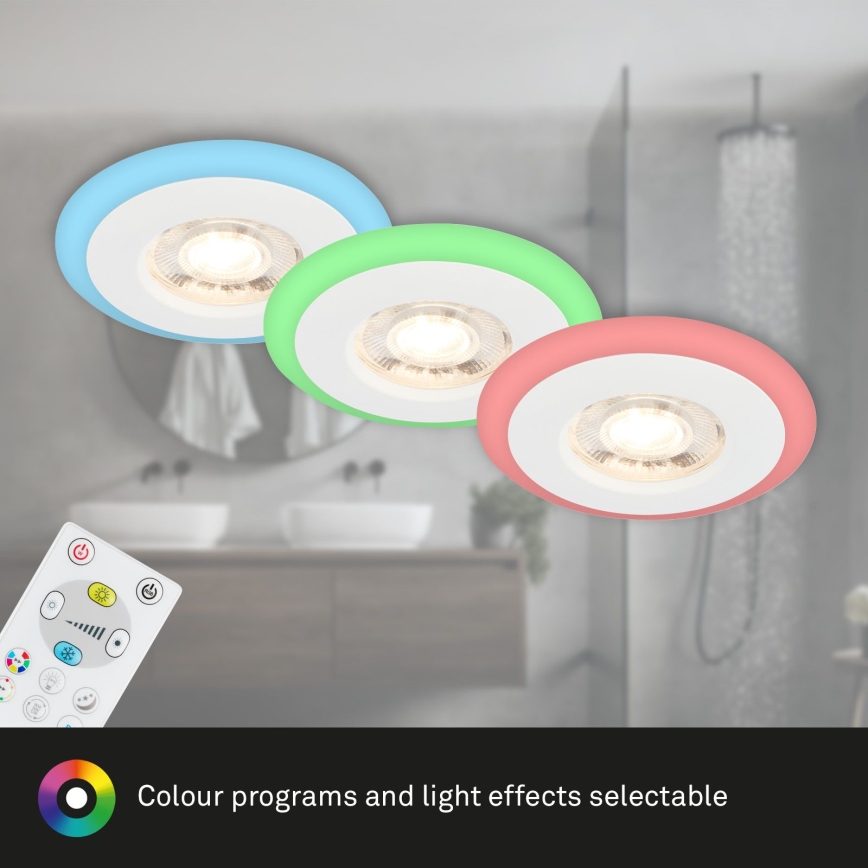 Briloner - KOMPLEKT 3x LED RGBW Hämardatav süvistatav valgusti vannituppa LED/5W/230V 3000-6500K IP44 + kaugjuhtimispult