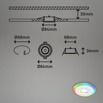 Briloner - KOMPLEKT 3x LED RGBW Hämardatav süvistatav valgusti vannituppa LED/5W/230V 3000-6500K IP44 + kaugjuhtimispult