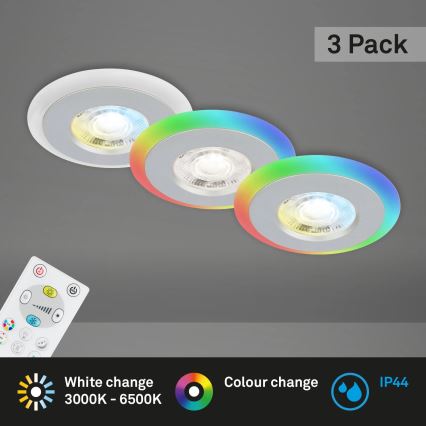 Briloner - KOMPLEKT 3x LED RGBW Hämardatav süvistatav valgusti vannituppa LED/5W/230V 3000-6500K IP44 + kaugjuhtimispult