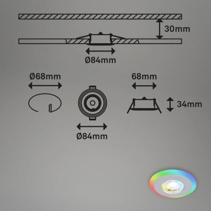 Briloner - KOMPLEKT 3x LED RGBW Hämardatav süvistatav valgusti vannituppa LED/5W/230V 3000-6500K IP44 + kaugjuhtimispult