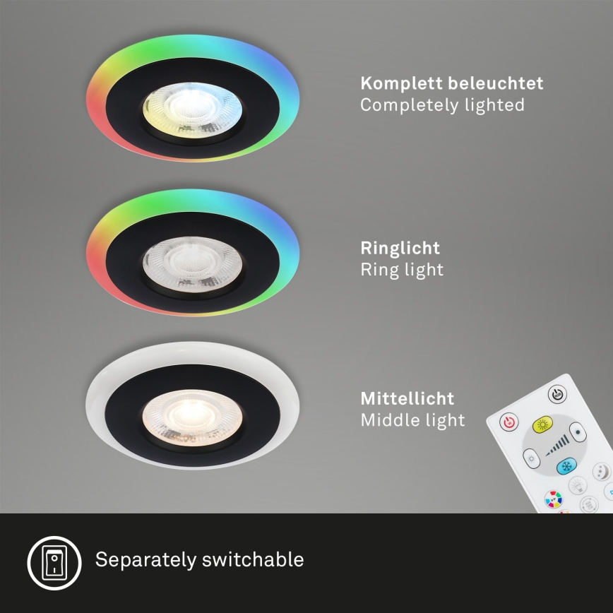 Briloner - KOMPLEKT 3x LED RGBW Hämardatav süvistatav valgusti vannituppa LED/5W/230V 3000-6500K IP44 + kaugjuhtimispult