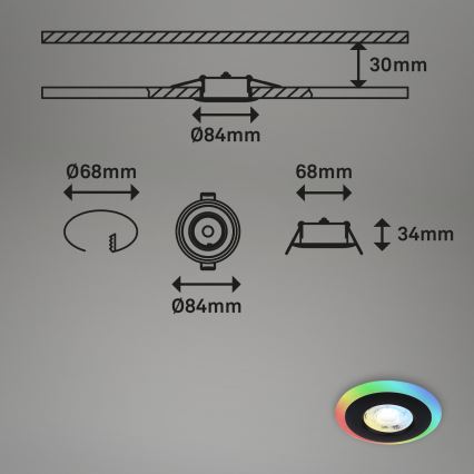 Briloner - KOMPLEKT 3x LED RGBW Hämardatav süvistatav valgusti vannituppa LED/5W/230V 3000-6500K IP44 + kaugjuhtimispult