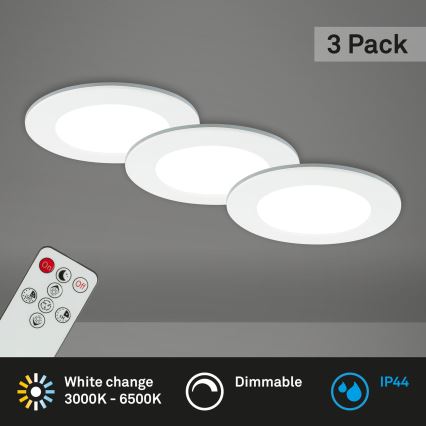 Briloner - KOMPLEKT 3x LED Hämardatav süvistatav valgusti vannituppa LED/4,8W/230V 3000-6500K IP44 + kaugjuhtimispult