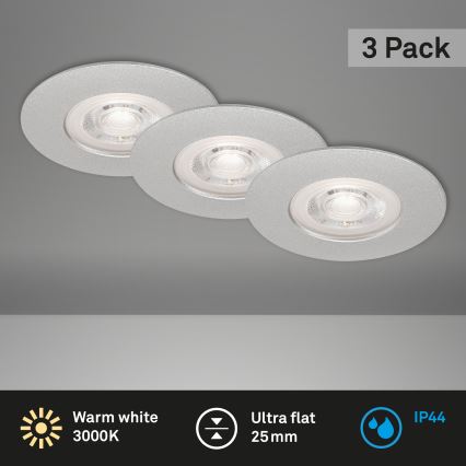 Briloner- KOMPLEKT 3x LED Süvistatav valgusti vannituppa LED/4,9W/230V IP44 hõbedane