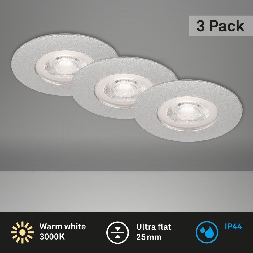 Briloner- KOMPLEKT 3x LED Süvistatav valgusti vannituppa LED/4,9W/230V IP44 hõbedane