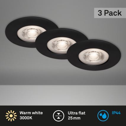 Briloner - KOMPLEKT 3x LED Süvistatav valgusti vannituppa LED/4,9W/230V IP44 must