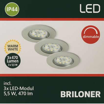 Briloner - KOMPLEKT 3x LED Hämardatav süvistatav valgusti vannituppa LED/5,5W/230V IP44