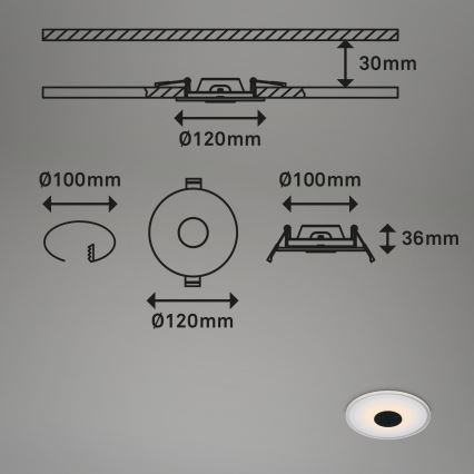 Briloner - KOMPLEKT 3x LED Süvistatav valgusti vannituppa LED/6W/230V IP44 must