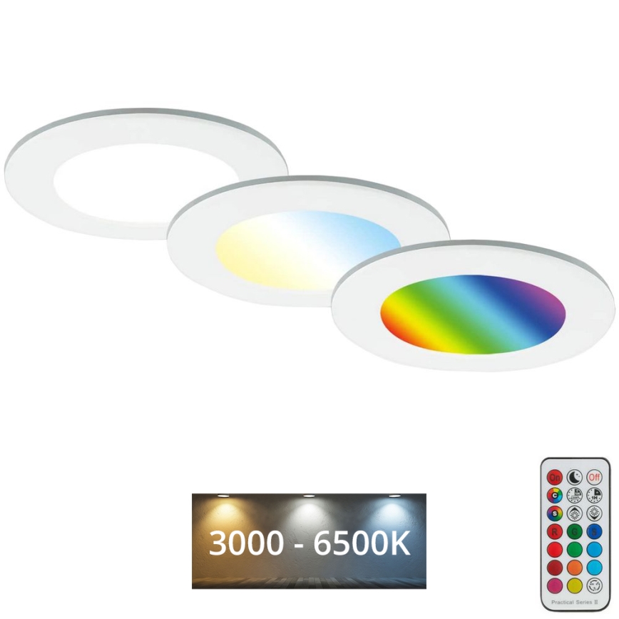 Briloner - KOMPLEKT 3x RGBW LED Hämardatav süvistatav valgusti vannituppa LED/4,8W/230V 3000-6500K IP65 + kaugjuhtimispult