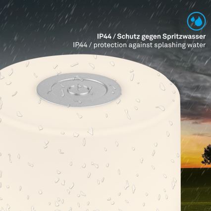 Briloner - hämardatav, laetav, puutetundlik välistingimustes kasutatav laualamp LED/2W/5V 2700K IP44 1200 mAh matistatud kroom