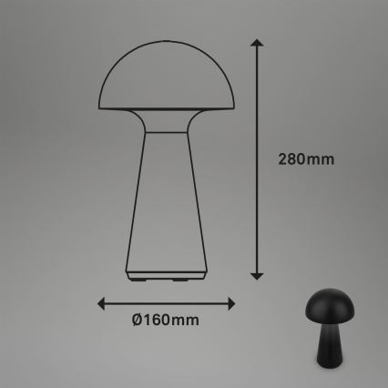 Briloner - LED hämardatav laetav puutetundlik välistingimustes kasutatav lauavalgusti LED/2,6W/5V 3000K IP44 2000 mAh must